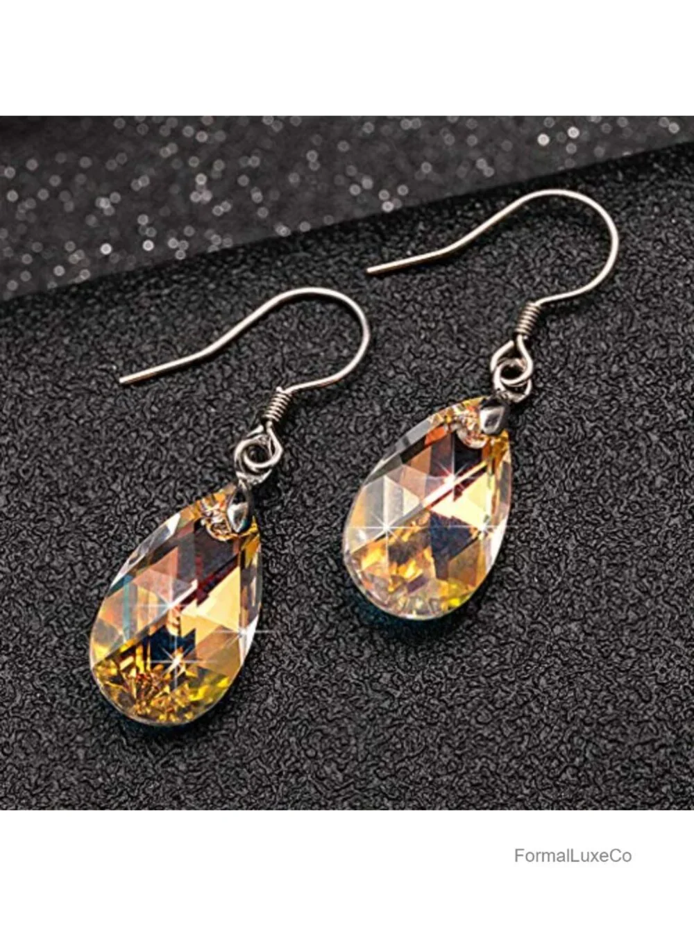 925 Sterling Silver Austrian Crystal Teardrop Dangle Earrings for Women -
